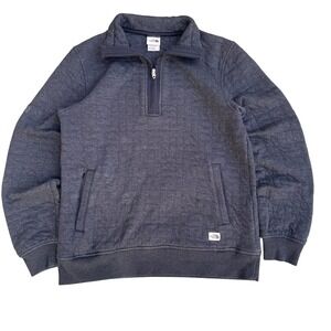 The North Face Mens Medium Charcoal Grey Quilted Quarter Zip Fleece Pullover